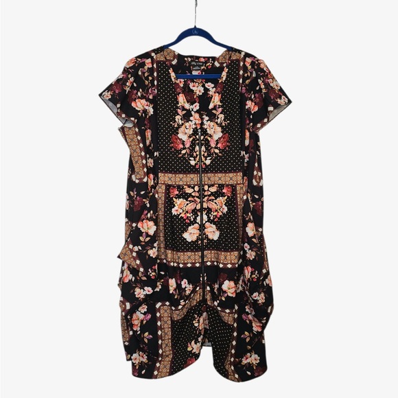 City Chic Dresses & Skirts - City Chic Black Floral Midi Dress, Plus Size 20